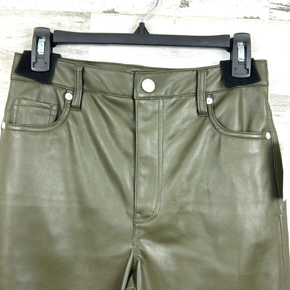 Blank NYC Franklin Womens 26 High Waist Wide Leg Green Vegan Leather Pants NEW - Picture 4 of 11